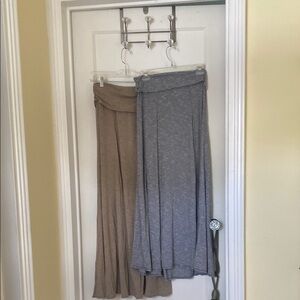 Max Studio Gray and Tan Pleated Midi Skirt